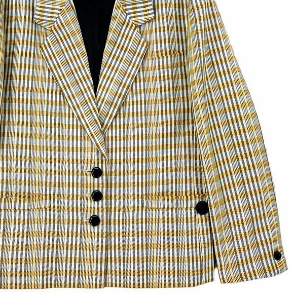 Vintage Yellow, Black and White Plaid Blazer by David Benjamin - Picture 4 of 16